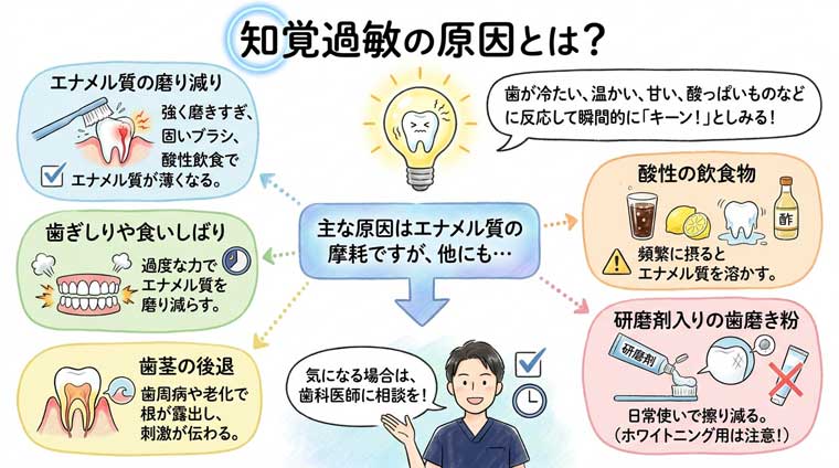 知覚過敏の原因とは？の図解