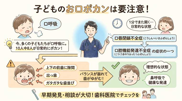 子どものお口ポカンは要注意の図解