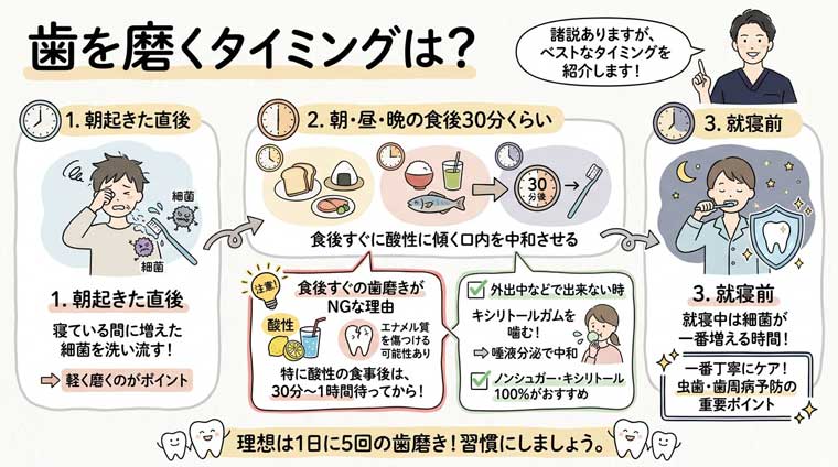 歯を磨くタイミングは？の図解