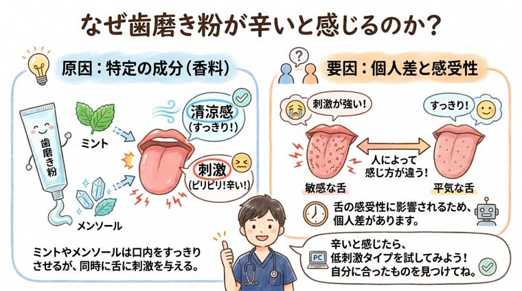 歯磨き粉の成分とその影響の図解