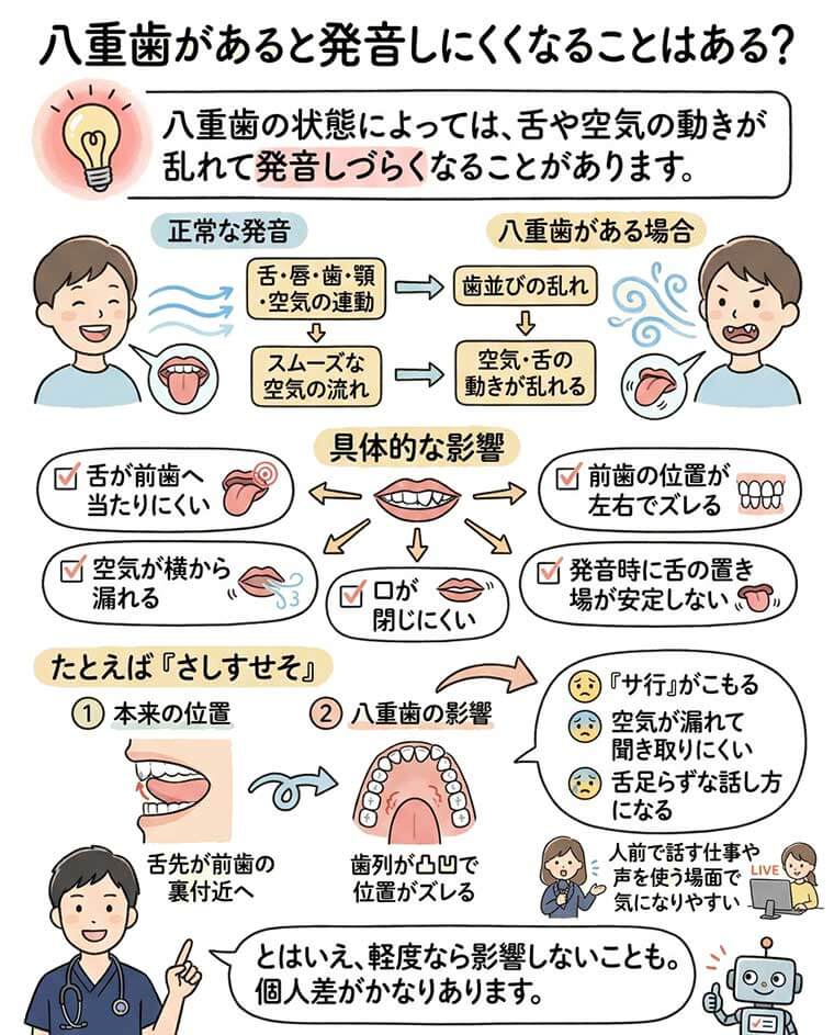 八重歯があると発音しにくくなることはある？の図解