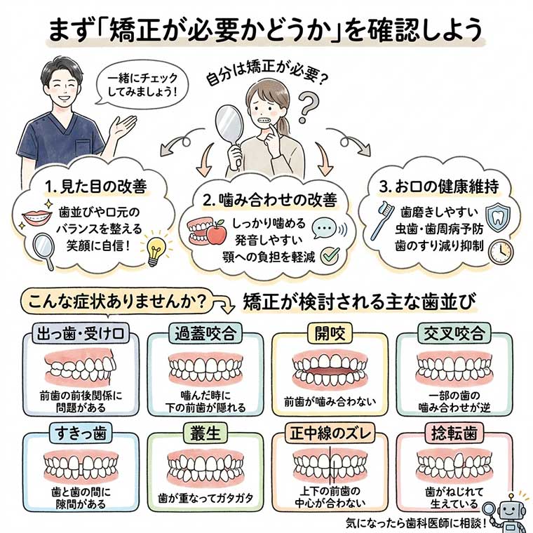 まず「矯正が必要かどうか」を確認しようの図解