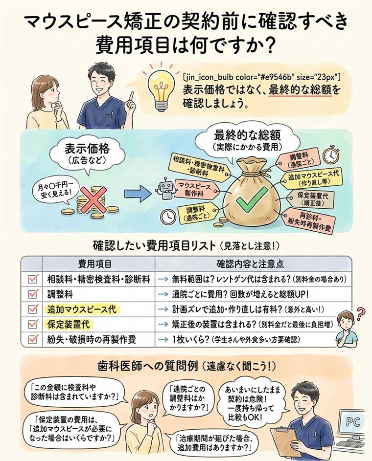 契約前に確認すべき費用項目は何ですか？の図解