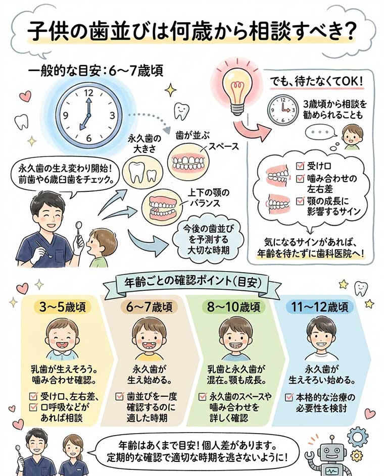 子供の歯並びは何歳から相談すべき？の図解